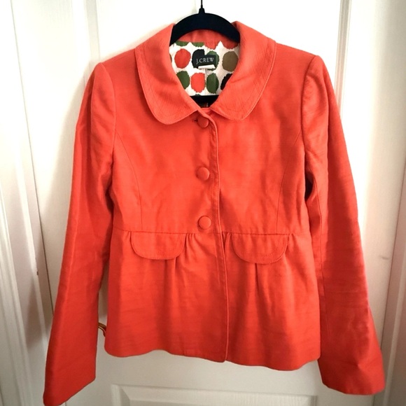 J CREW Womens Orange Linen Blend Blazer Jacket Size 4 Vintage - Y2K - Fall - Picture 2 of 5